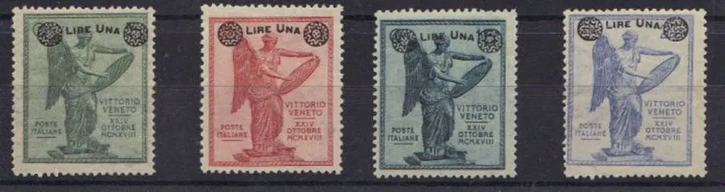 Italy 1924 One Lira surcharges on "Victory" ... Image 1++