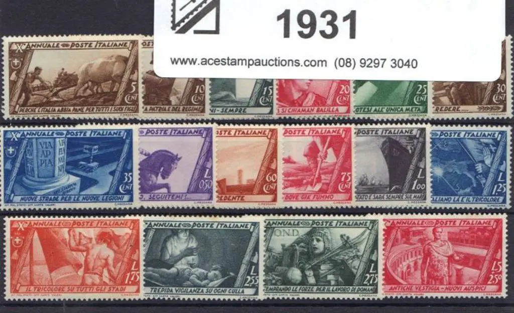 Italy 1932 "March on Rome" postage set of 16. MUH, ... Image 1++
