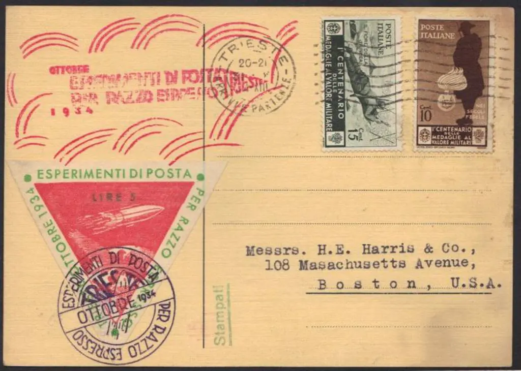 Italy 1934 Rocket Post Experimental Trieste Trials ... Image 1++