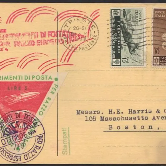 Italy 1934 Rocket Post Experimental Trieste Trials ...