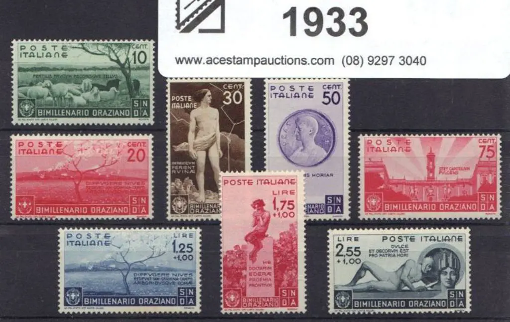 Italy 1936 Bimillenary of Horace postage set of 8. ... Image 1++