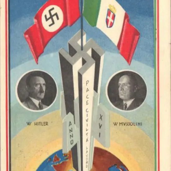 Italy 1938 Hitler & Mussolini postcard with ...