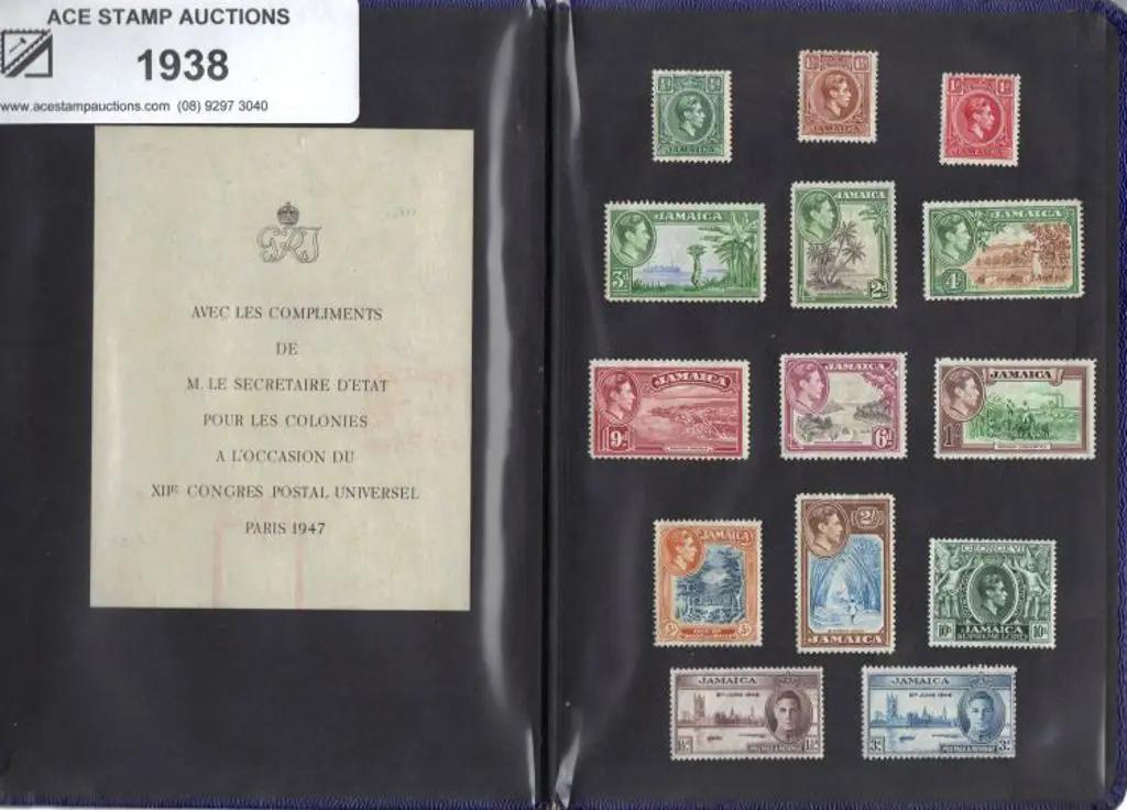 Jamaica 1947 UPU Congress (Paris) royal blue ... Image 1++