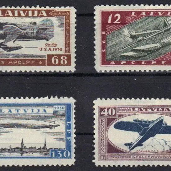 Latvia 1933 Wounded Airman's Fund perforated set ...