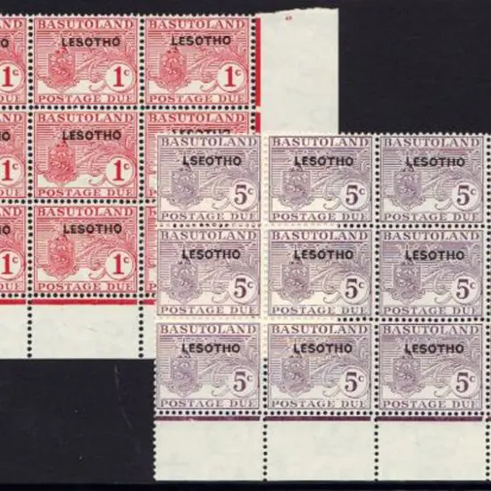 Lesotho 1966 1c & 5c Postage Dues in blocks of 12 ...