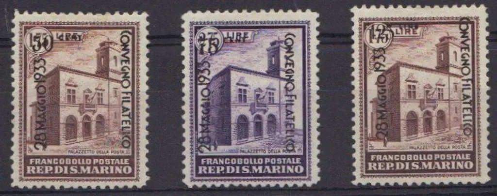 San Marino 1933 Philatelic Congress surcharges ... Image 1++