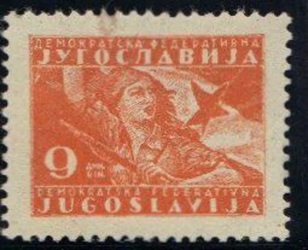Yugoslavia 1946 9d deep orange "Girl with Flag" ... Image 1++