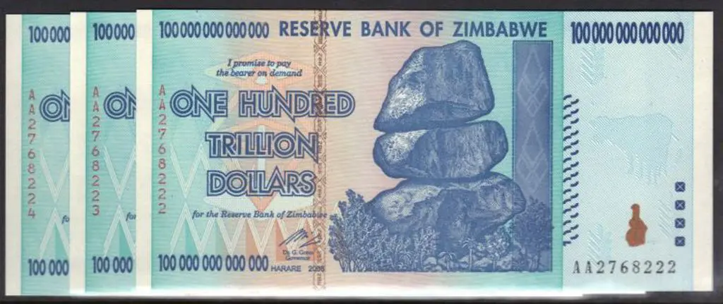 Zimbabwe 2008 $100 000 000 000 000 One Hundred ... Image 1++