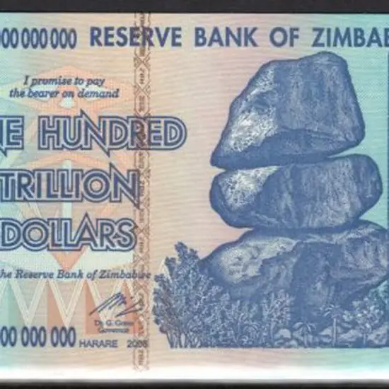 Zimbabwe 2008 $100 000 000 000 000 One Hundred ...