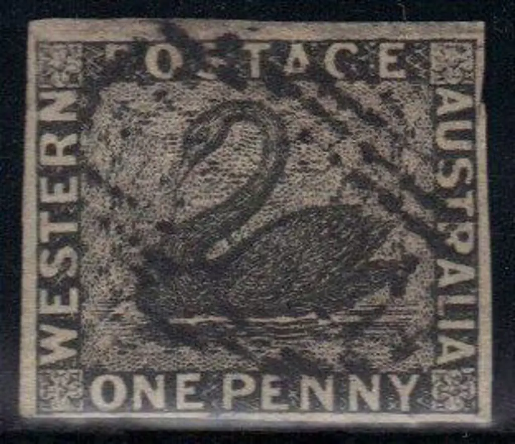 1854 1d black 4 margins, one close but clear. F/U ... Image 1++