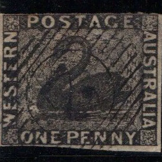 1854 1d black. F/U with 2½ clear margins & just ...