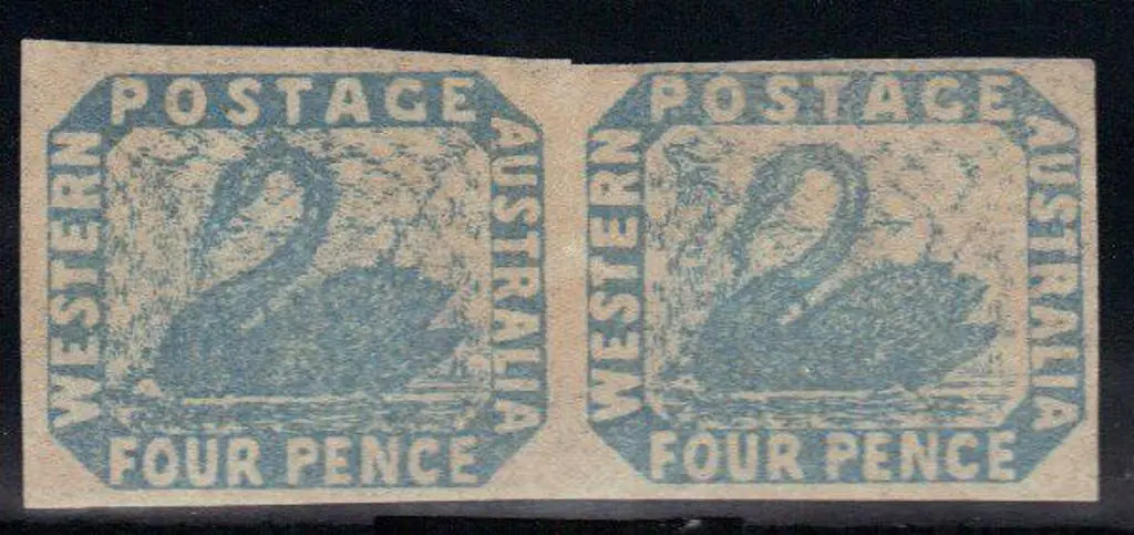 1854 4d pale blue imperf horizontal pair. Unused ... Image 1++