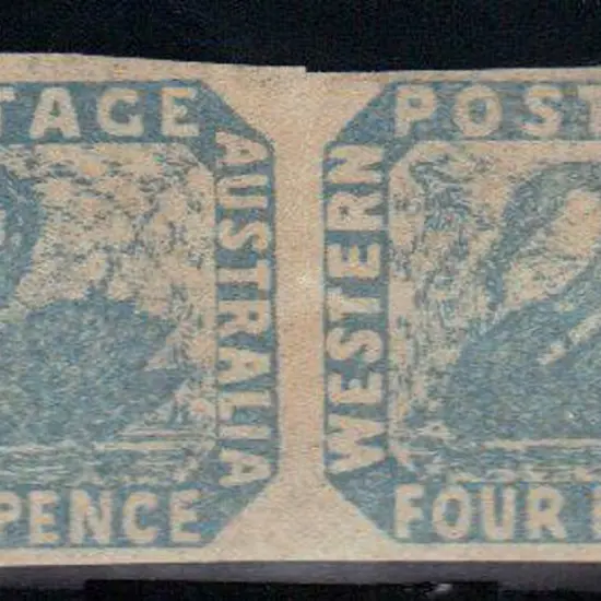 1854 4d pale blue imperf horizontal pair. Unused ...