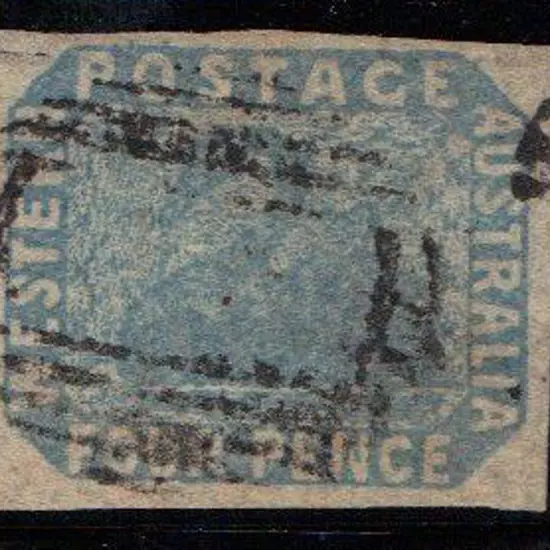 1854 4d blue imperf. 4 wide margins with light ...
