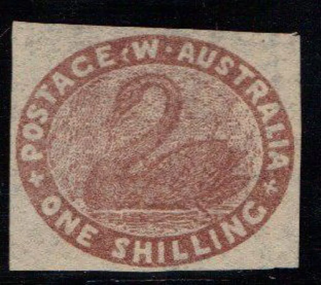 1854 1/- deep red brown imperf. Unused without ... Image 1++