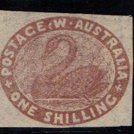 1854 1/- deep red brown imperf. Unused without ...