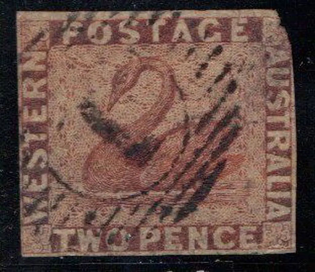 1860 2d orange-vermilion swan with 4 close ... Image 1++