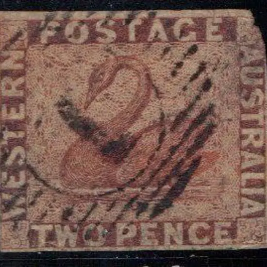1860 2d orange-vermilion swan with 4 close ...