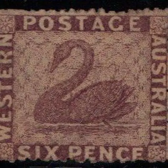 1861 6d purple-brown. Clean cut perf 14-16 with ...
