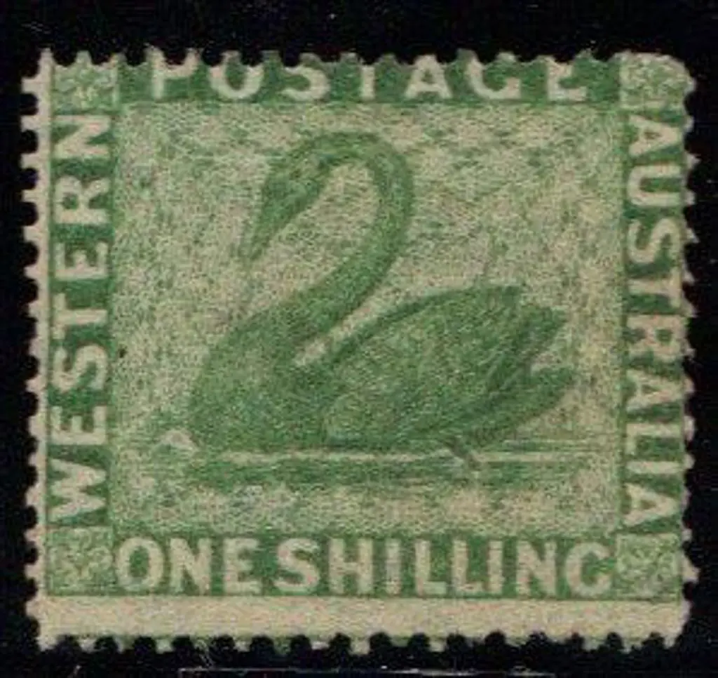 1861 1/- green, clean cut 14-16. Mint large part ... Image 1++