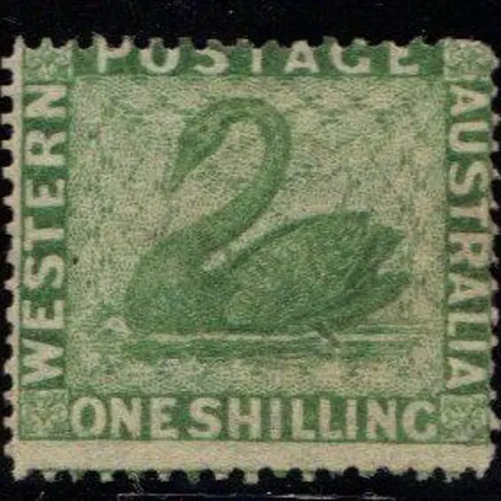 1861 1/- green, clean cut 14-16. Mint large part ...