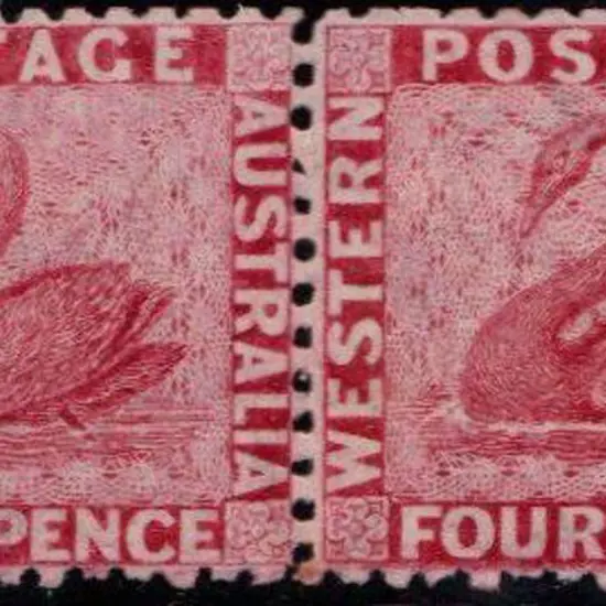 1865 4d carmine perf. 12½, horizontal pair. One ...
