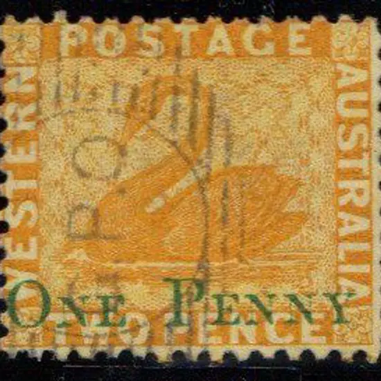 1864 ONE PENNY on 2d yellow. VFU. SG 67 Cat. £55