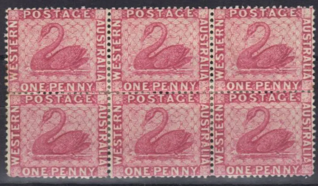 1888 1d carmine pink swans. Mint, reinforced block ... Image 1++