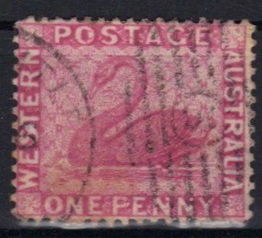 1888 1d carmine pink swan with "double tail" ... Image 1++