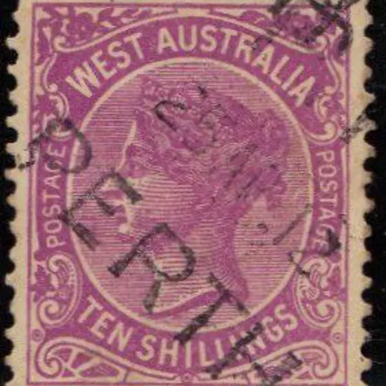 1905 10/- bright purple. F/U in Perth with P.P. ...