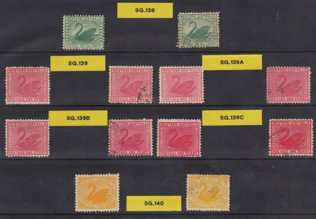 1905 ½d to 5d swan, Crown/A wmk with MLH & good to ... Image 1++