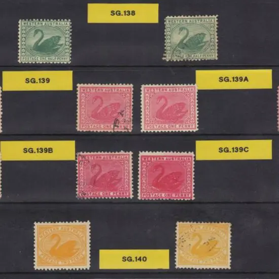 1905 ½d to 5d swan, Crown/A wmk with MLH & good to ...