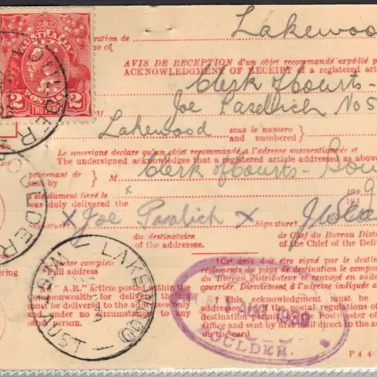 1939 (24th July) AR card from Boulder to Lakewood ...