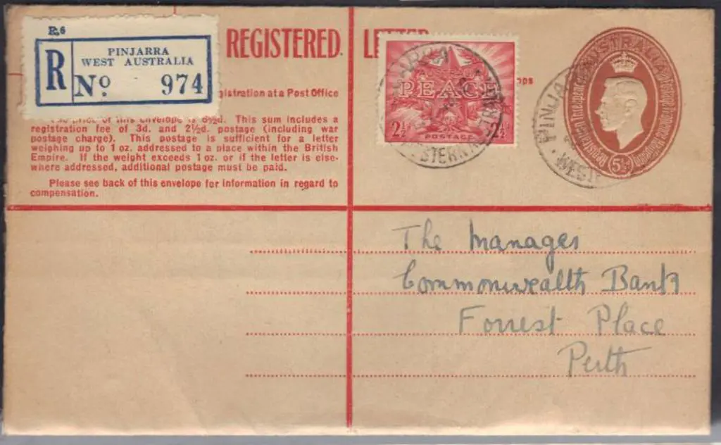 1946 5½d KGVI Registered Letter uprated to 8d in ... Image 1++