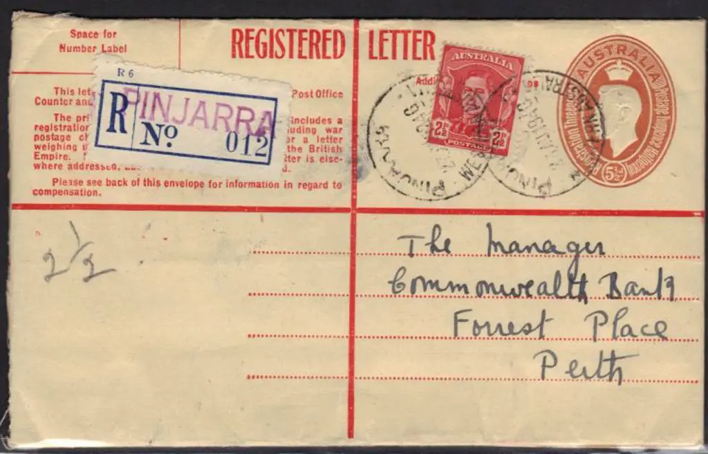 1946 5½d KGVI Registered Letter uprated to 8d in ... Image 1++