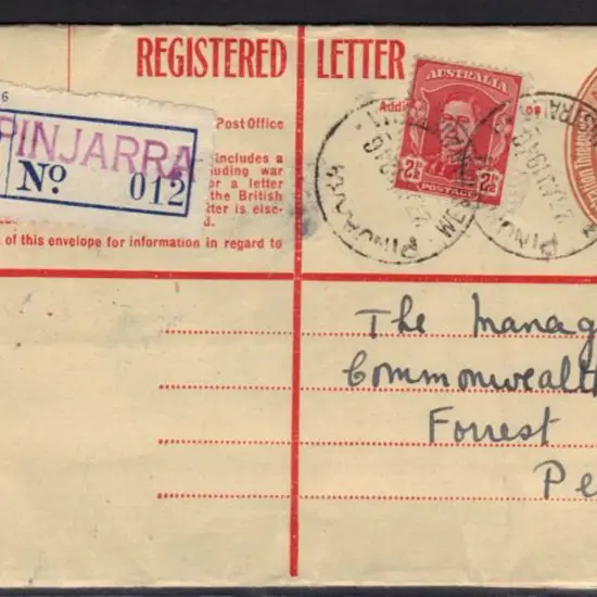 1946 5½d KGVI Registered Letter uprated to 8d in ...