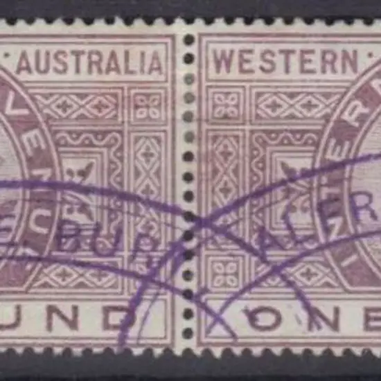 Revenue Stamps £1 pair F/U by Alfred Burt fiscal ...