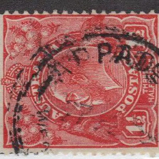 Appadene A30 Part strike on 1½d red KGV (date ...