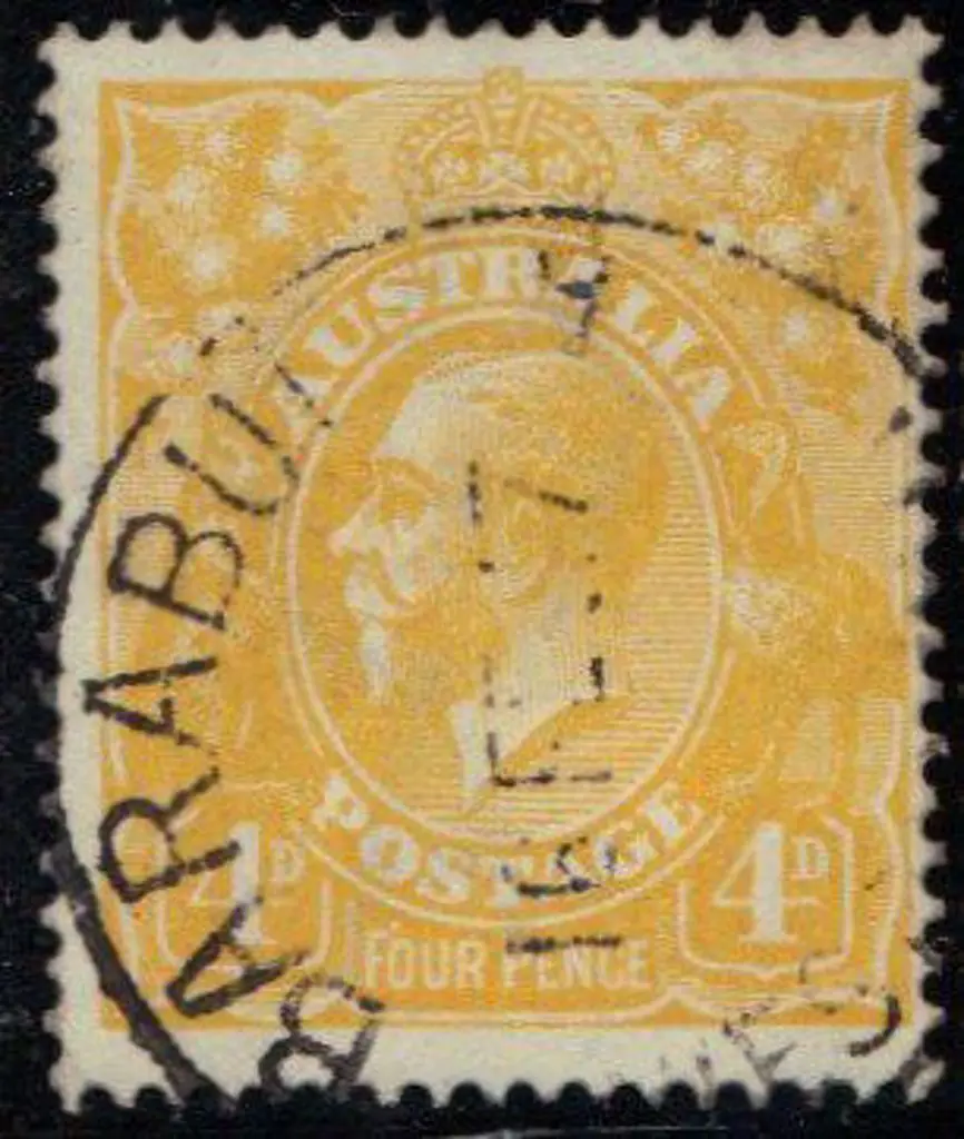 Barabup D27b 70% strike on 4d lemon- yellow KGV ... Image 1++