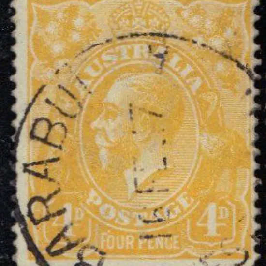 Barabup D27b 70% strike on 4d lemon- yellow KGV ...