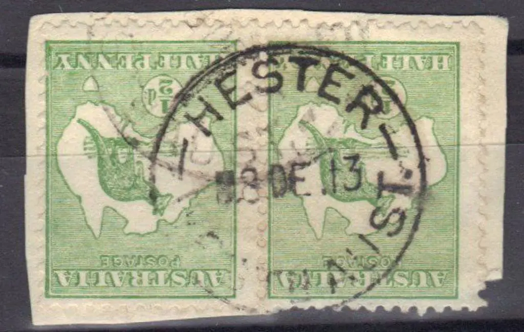 Hester B28. Complete strike on ½d green kangaroos ... Image 1++