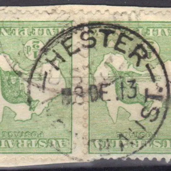Hester B28. Complete strike on ½d green kangaroos ...