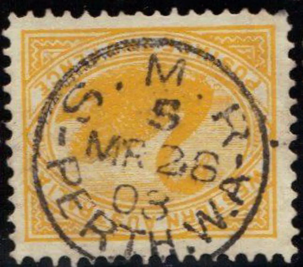 Perth S.M.R. 5-c in 5 on 2d yellow swan Index not ... Image 1++