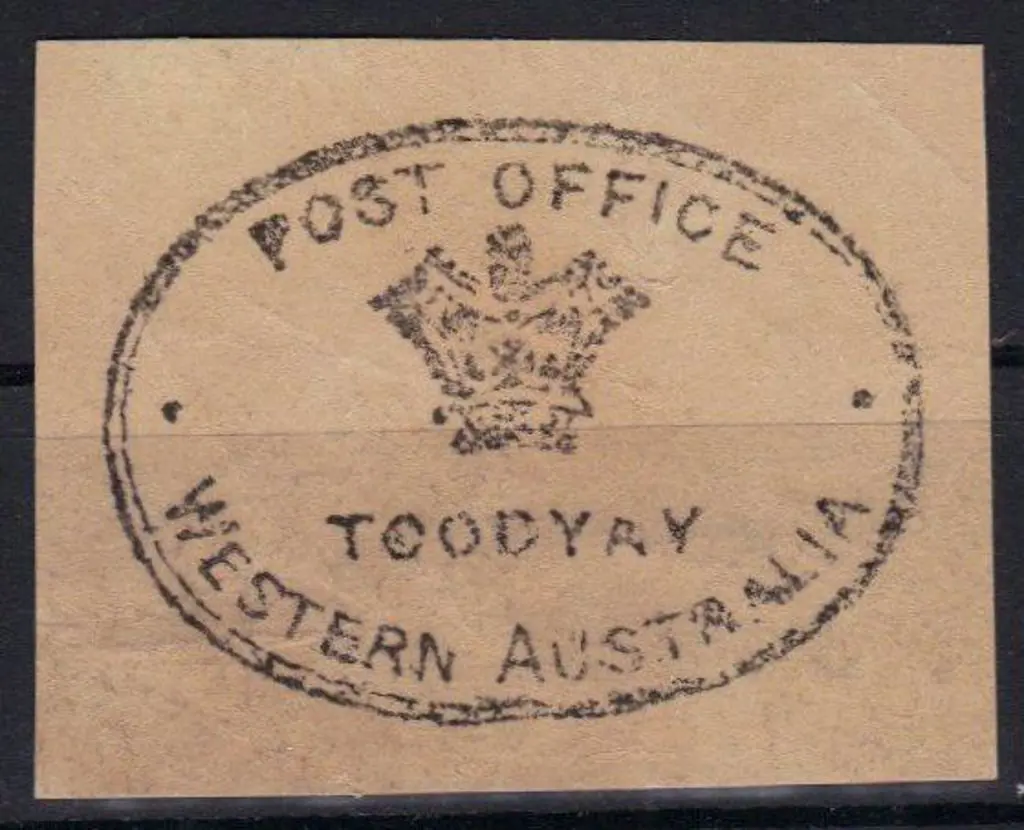 Toodyay 1850's Crown oval full impression in black ... Image 1++