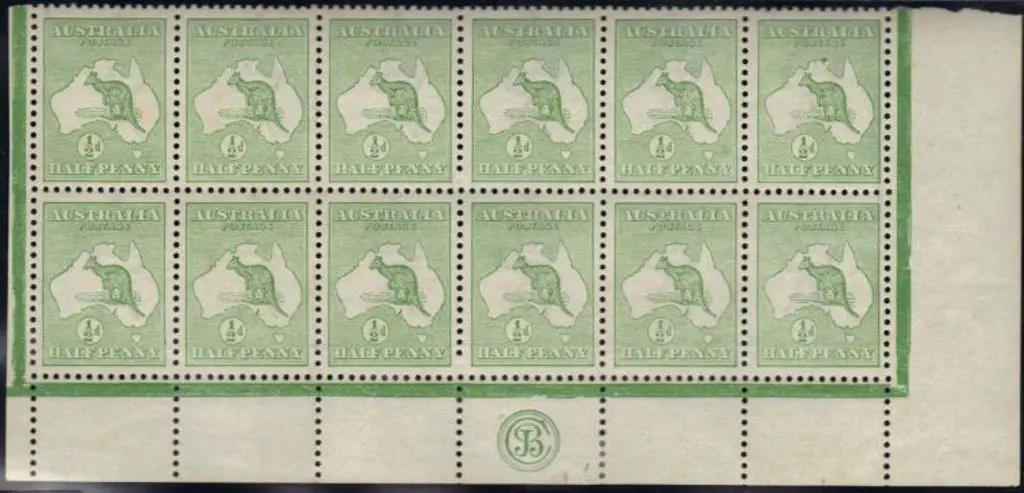 ½d green JBC Monogram corner block of 12 hinged ... Image 1++
