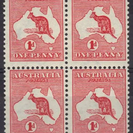 1d red Die I MUH block of 4 with all units showing ...