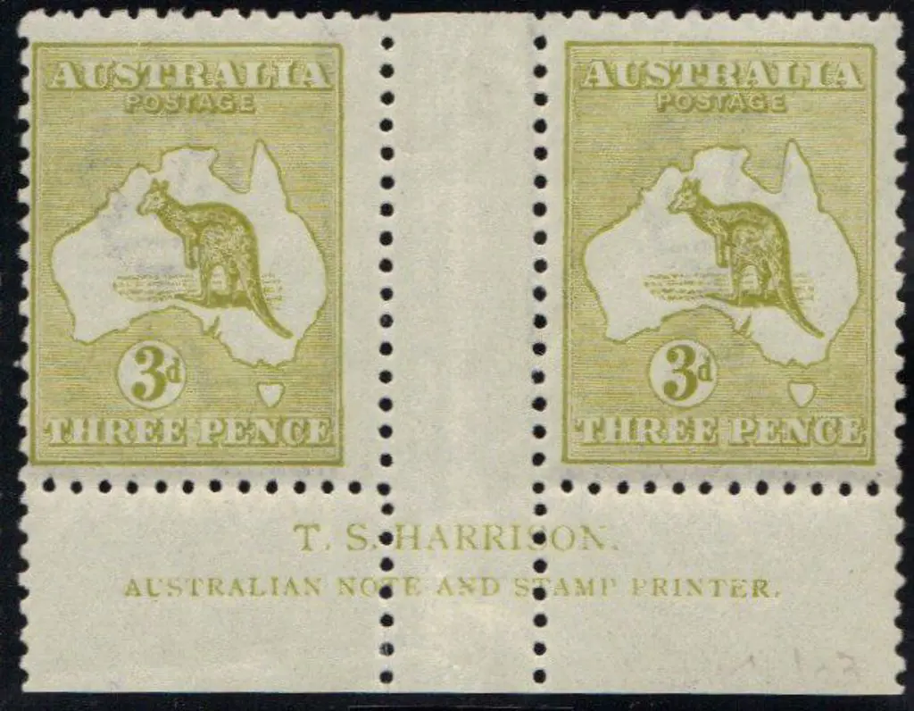 3d pale olive Die IIB Harrison 2 line "N over MP" ... Image 1++