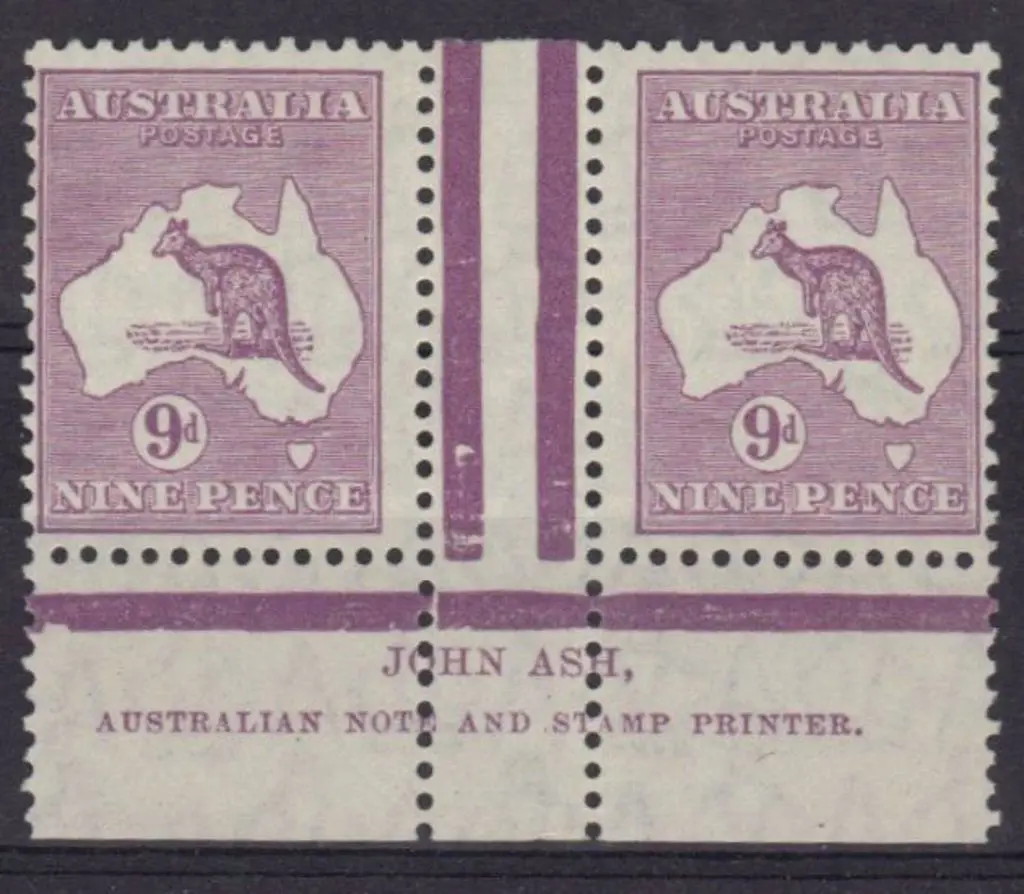 1931-47 CofA 9d violet John Ash imprint gutter ... Image 1++