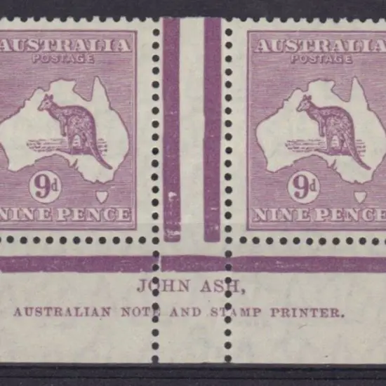 1931-47 CofA 9d violet John Ash imprint gutter ...
