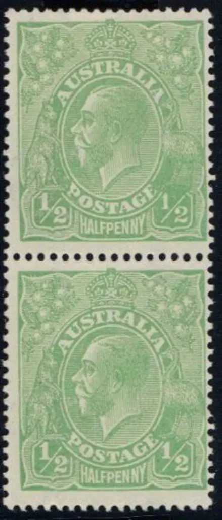 1918-20 Large Mult Perf.14½d green MLH vertical ... Image 1++